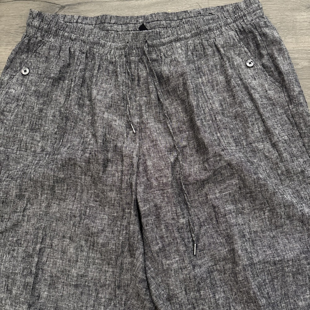 Jones New York Signature Women's Pants 2X Linen Blend Cuffed Drawstring - Picture 4 of 10